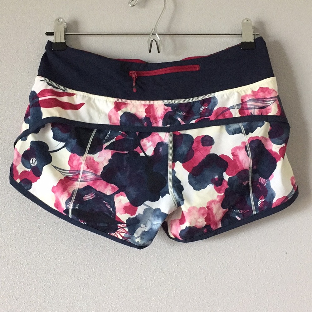Lululemon Run Speed Shorts 4 Floral Blue Pink